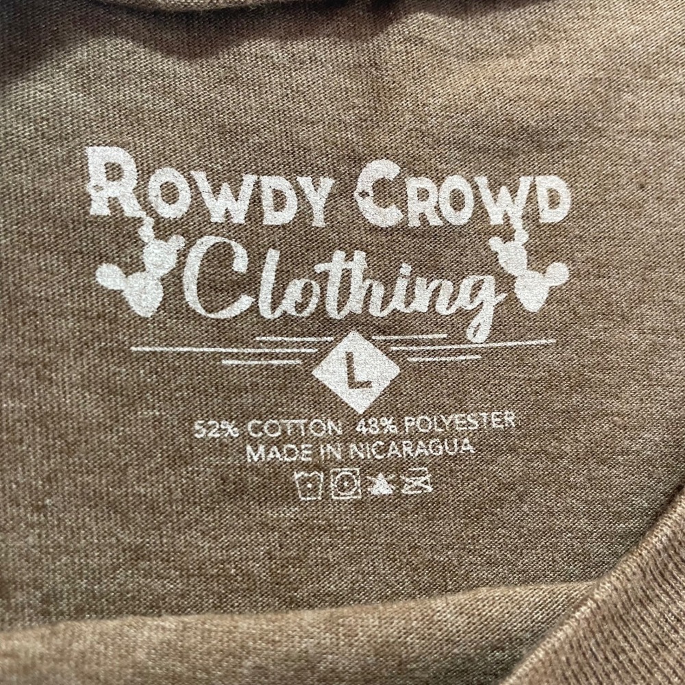 Rowdy Crowd Clothing Cactus Serape Cowhide Graphic Tee Brown Mens Large L - Picture 4 of 5